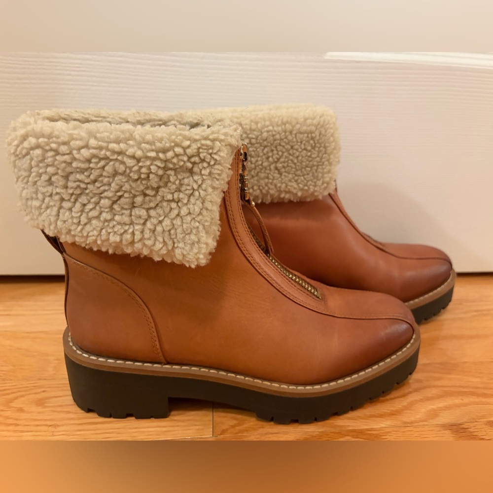 Sam Edelman Leather Brown Ankle Boots with Shearling 5